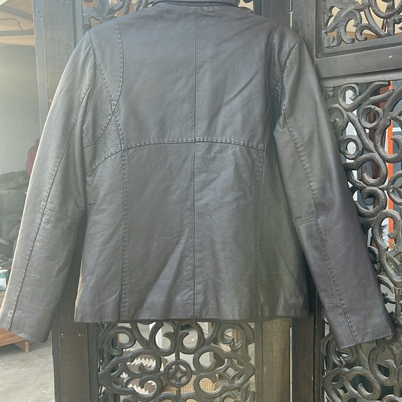 Studio M Brown Leather Vintage Jacket size M - Picture 5 of 10